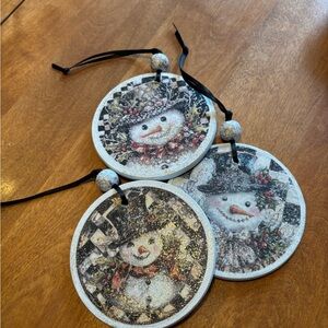 Festive Snowman Holiday Ornaments - Set of 3